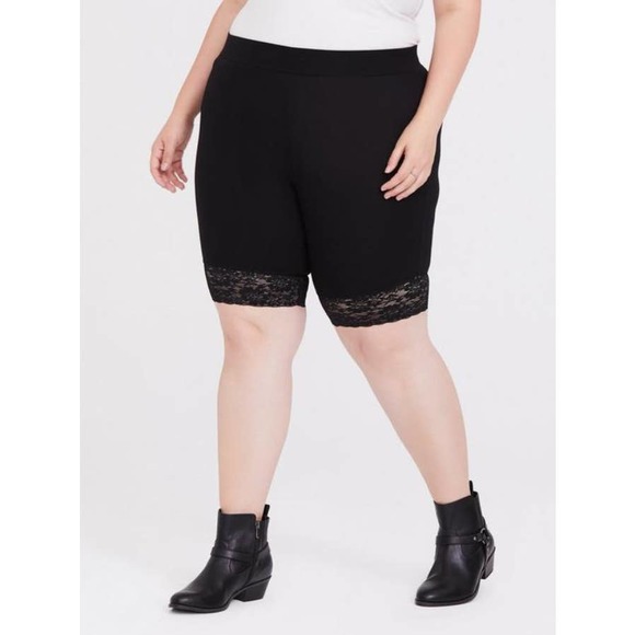 torrid Shorts Torrid Signature Waist Lace Trim High Rise Bike Short